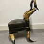 Antique Horn Leg Leather Armchair, Unusual Hand, Crafted Chair Image 3