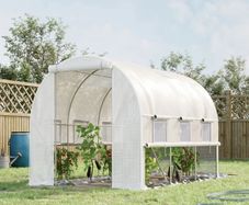 Walk-in Polytunnel Greenhouse Green House with Roll-up Sidewalls, UV-resistant PE Cover, 3 x 2 x 2m, White