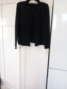 100% Merino Wool Classic Black Cardigan L Unused.