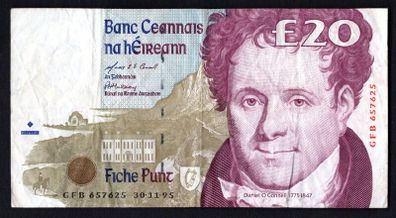 1995 Ireland IR20 Daniel O Connell Banknote Series C. Note issued 30/11/95. Serial number GFB657625