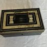 Vintage Tin Cash Box Money Safe - Black with White Stripes - 1930s Image 3