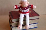 Christmas lamb sits on shelf