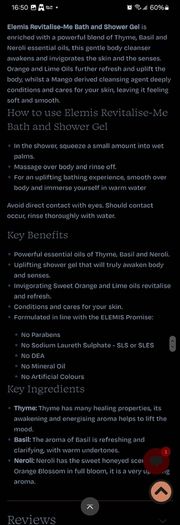 Travel Size Elemis Revitalise-Me Bath & Shower Gel in 30mls