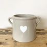 Grey Ceramic Vase with Heart Motif and Handles (new) Image 3