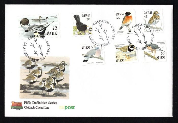 1997 Ireland Eight Definitive Series Birds Stamps An Post First Day Cover (FDC) with Cork Cancel
