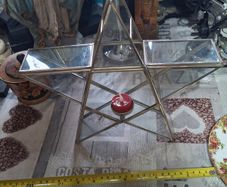 Vintage Large Geometric Glass & Silver Metal Star Tealight Candle Holder Postage available or Collection