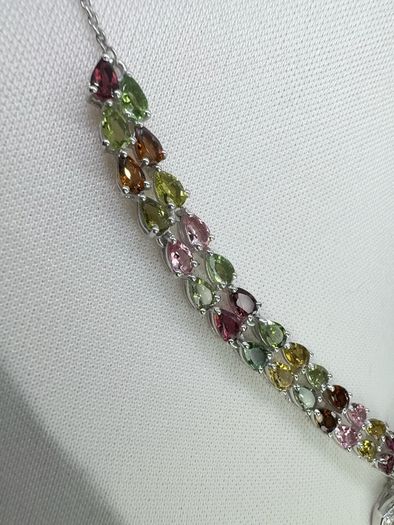 Silver Multi Tourmaline & Zircon Butterfly Lariat