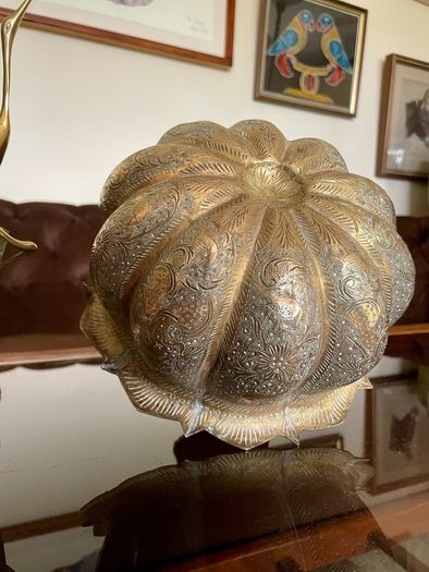 Antique Indian brass Planter Pumpkin Lotus Shape