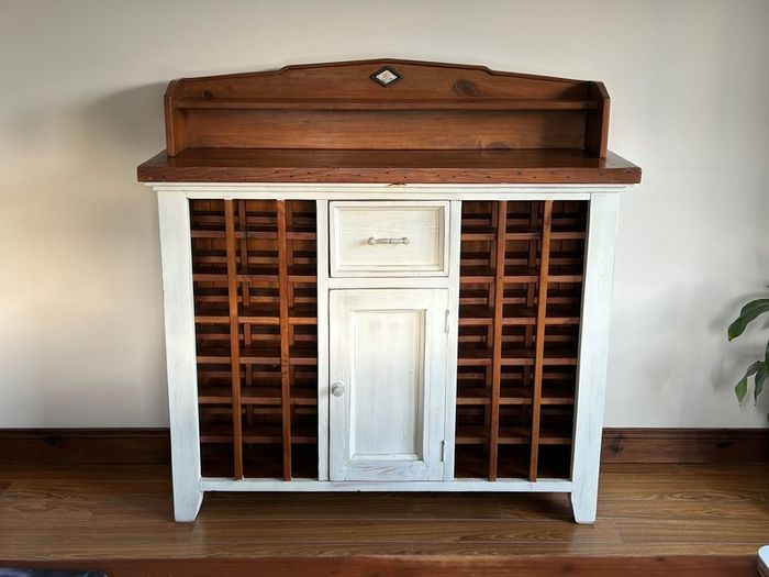 Solid Pine Country Style Wine Rack Sideboard / Cabinet