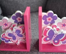 Pink butterfly bookstands//bookends
