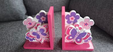 Pink butterfly bookstands//bookends