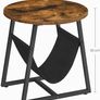Side Table, Bedside Table, Round Coffee Table with Storage Space, Removable Storage Bag, Metal Frame, 50 x 50 cm, for Living Room, Bedroom, Industrial Design, Vintage Brown/Black Image 3