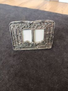 Silver Scenes Double Photo Frame with Open Windows  Flowers with Engraved Poem Silver Plated Photo Frame 1987
