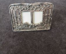 Silver Scenes Double Photo Frame with Open Windows  Flowers with Engraved Poem Silver Plated Photo Frame 1987