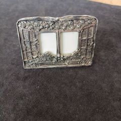 Silver Scenes Double Photo Frame with Open Windows  Flowers with Engraved Poem Silver Plated Photo Frame 1987