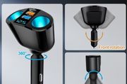 Car Cigarette Lighter Adapter, USB + Type-C Car Phone Charger Adapter,