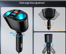 Car Cigarette Lighter Adapter, USB + Type-C Car Phone Charger Adapter,