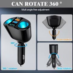 Car Cigarette Lighter Adapter, USB + Type-C Car Phone Charger Adapter,
