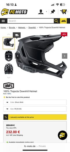 100% Trajecta Full face MTB Helmet
