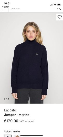 Lacoste wool high neck jumper  Size M-L