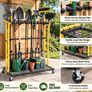 Heavy Duty Garden Tool Organiser with Wheels  Mobile Steel Storage Rack for Rakes, Shovels & Long Handled Tools Image 2