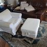 White ikea armchair & footrest Image 3