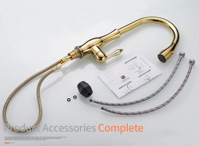 BRAND NEW Gold Kitchen Faucets Silver Single Handle Pull Out Kitchen Tap Single Hole Handle Swivel Degree Water Mixer Tap Mixer Tap 866011