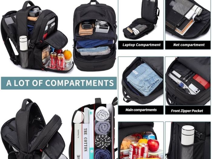 Extra Large Backpack for Men 50L,Lunch Backpack Work Bag Travel Laptop Backpack 17.3 Inch with USB Charging Port,Water Resistant Big Business Computer Rucksack for Men Women College School Black (FREE POSTAGE)
