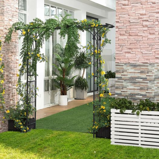 Metal Garden Trellis Arch with Durable Steel Tubing & Elegant