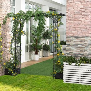 Metal Garden Trellis Arch with Durable Steel Tubing & Elegant