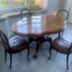 Antique burr walnut table and chairs