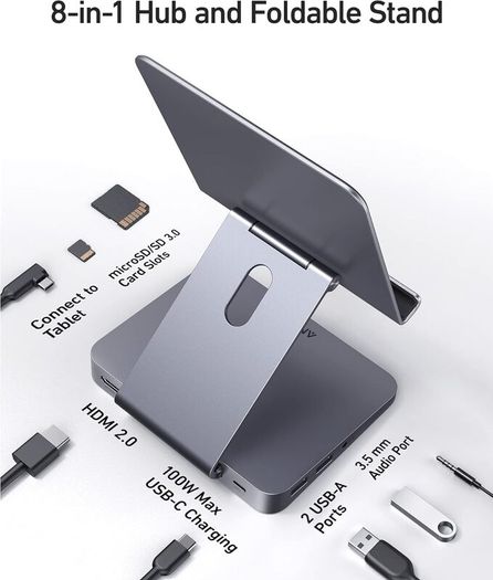 Anker 551 8-in-1 USB C Hub, with Foldable Tablet Stand