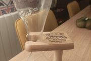 Kwak Belgian beer glass and wooden stand