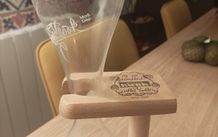 Kwak Belgian beer glass and wooden stand