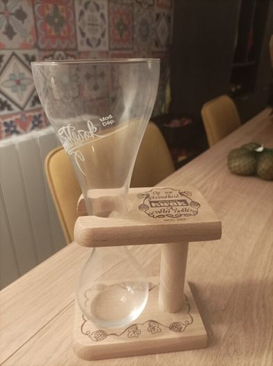 Kwak Belgian beer glass and wooden stand