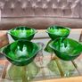4 Stylish Vintage Vereco France Forest Green Clear Bowls with Tab Handles 1960 70s Image 6