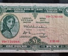 1969 Lady Lavery 1 pound banknote