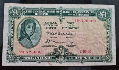 1969 Lady Lavery 1 pound banknote