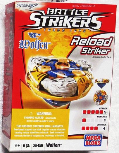 Mega Bloks Magnext Battle Strikers Turbo Tops Reload Striker Wolfen 29456