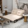 Sleeper Sofa 2-Seater Sofa Velvet Sofa, Sleeper Function, incl. 2 Pillows, Velvety Look, Natural Beige Black Image 6