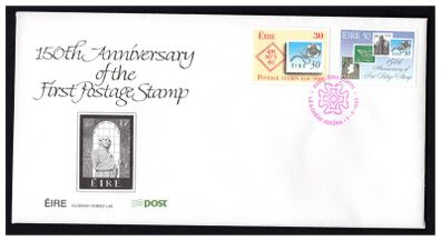1990 Ireland Commemoratives of the 150th Anniversary of the Issue of the World's First Adhesive Postage Stamps An Post First Day Cover (FDC)
