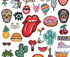 32PCS Iron on Patches for Clothing, Embroidered Applique Patches Stickers Assorted, Sew on Repair Patches and Badges, Fabric Repair patches (FREE POSTAGE)