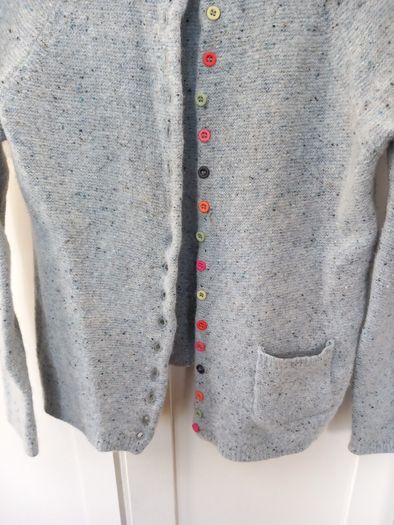 Heyton Light Blue Fleck Cardigan Multicoloured Buttons S10