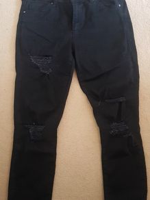 Topshop ladies black ripped effect jeans w30l30