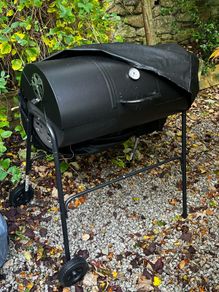 Barrel Charcoal BBQ Grill Smoker Black with cover