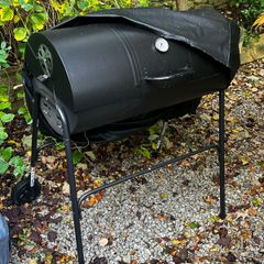 Barrel Charcoal BBQ Grill Smoker Black with cover