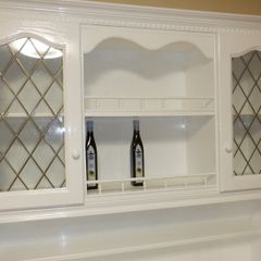 White painted kitchen dresser with glass display cabinets