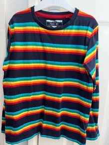Next navy rainbow stripe top