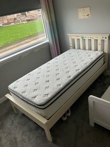 Single bed in good condition. Mattress not included