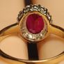9ct Gold Oval Ruby and Moissanite Petite Dress Ring Image 4